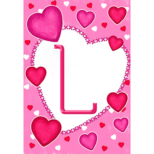 America Forever Happy Valentine's Day Hearts Monogram Garden Flag