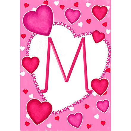 America Forever Happy Valentine's Day Hearts Monogram Garden Flag