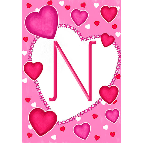 America Forever Happy Valentine's Day Hearts Monogram Garden Flag