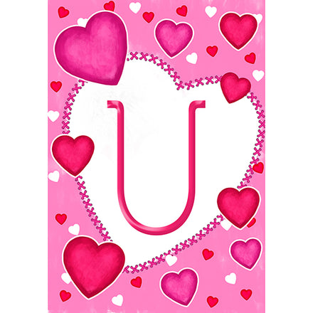 America Forever Happy Valentine's Day Hearts Monogram Garden Flag