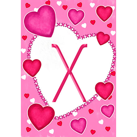 America Forever Happy Valentine's Day Hearts Monogram Garden Flag