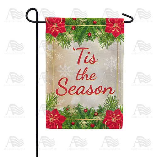America Forever Tis The Season Poinsettia & Greenery Garden Flag