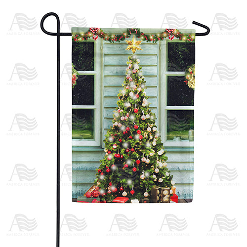 America Forever Cabin Christmas Garden Flag
