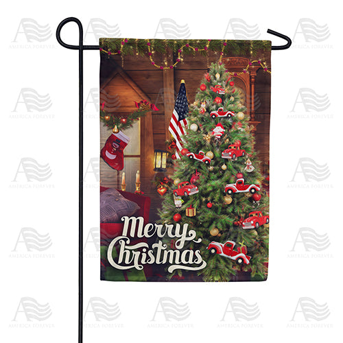 America Forever Red Truck Christmas Garden Flag