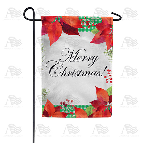 America Forever Poinsettia & Green Gingham Garden Flag