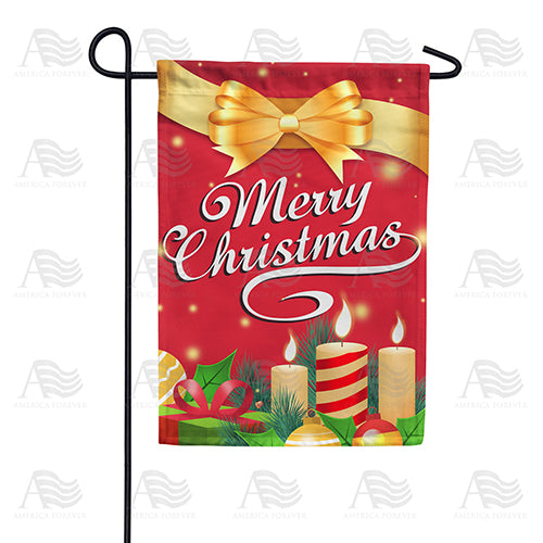 America Forever Merry Christmas Gold Ribbon Garden Flag