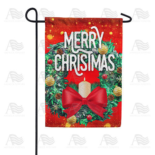 America Forever Merry Christmas Candle Wreath Garden Flag