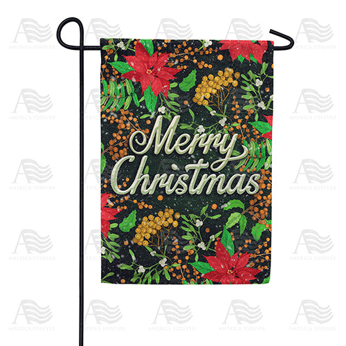 America Forever Merry Christmas Poinsettias Garden Flag
