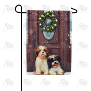 America Forever Waiting For Santa Puppies Garden Flag