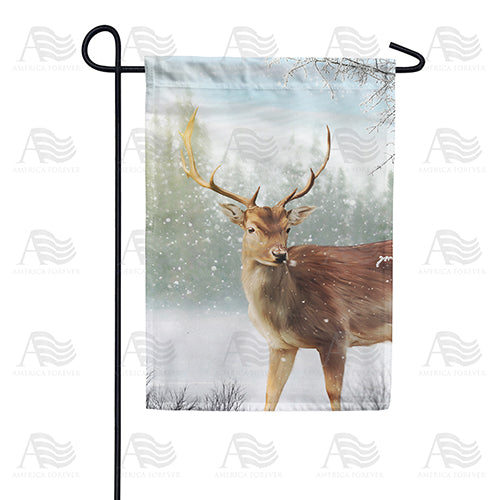 America Forever Winter Buck Garden Flag