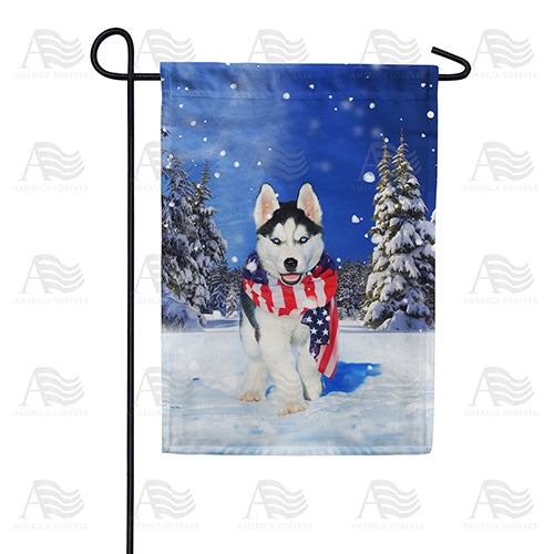 America Forever Patriotic Husky Garden Flag