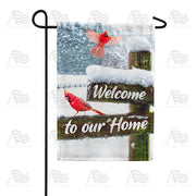 America Forever Cardinals Winter Welcome Garden Flag