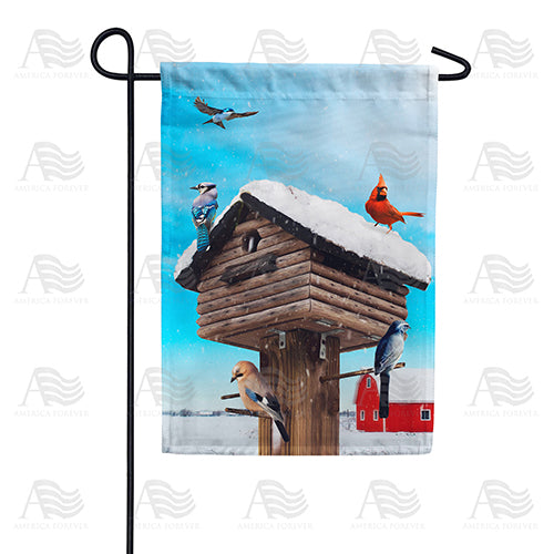 America Forever Birds Gather At Winter Home Garden Flag