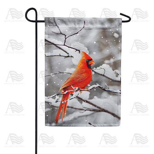 America Forever Cardinal On Snowy Branch Garden Flag