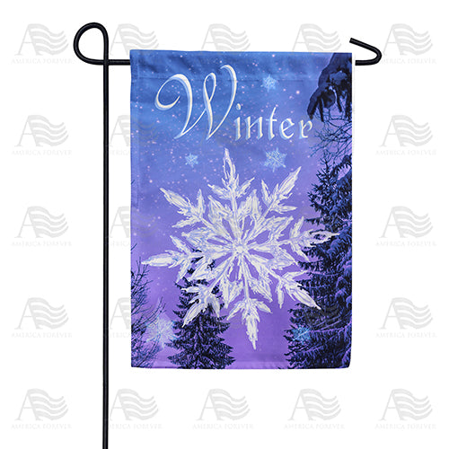 America Forever Crystal Snowflake Garden Flag