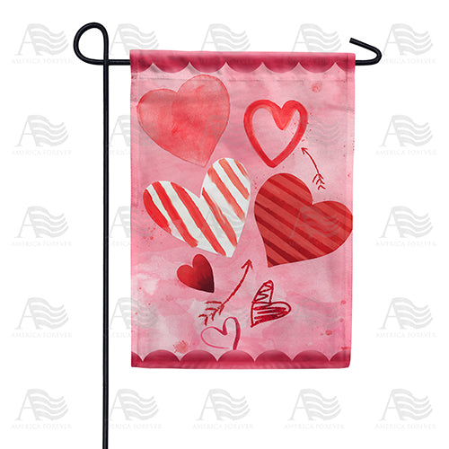 America Forever Heart Doodles Garden Flag