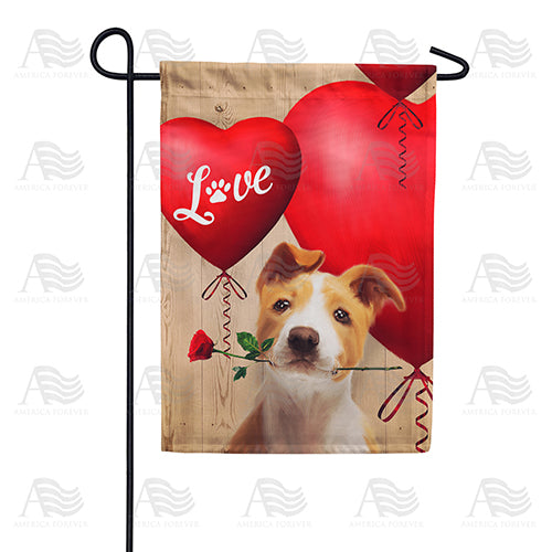 America Forever Puppy Love Heart Garden Flag