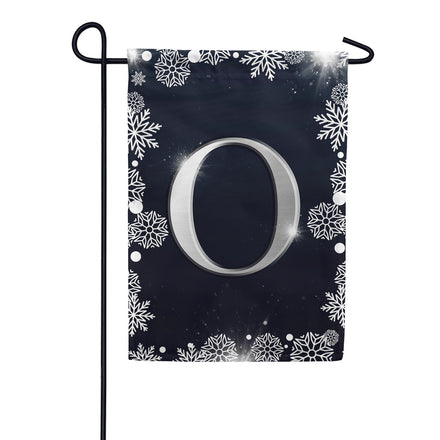 America Forever Silver Snowflakes Monogram Garden Flag