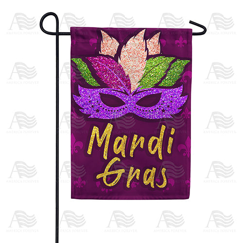 America Forever Glitzy Mardi Gras Mask Garden Flag