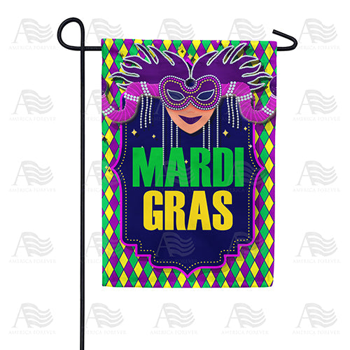 America Forever Mardi Gras Beaded Mask Garden Flag