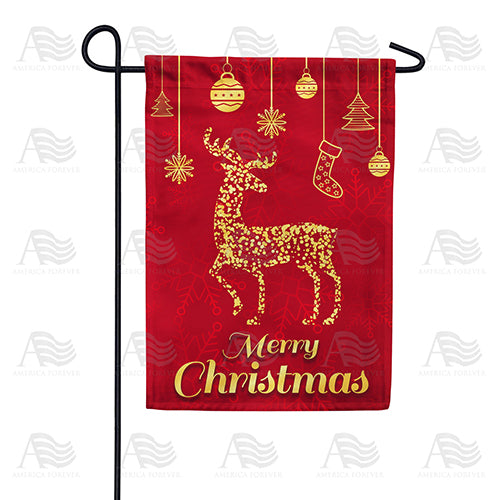America Forever Gold Reindeer Garden Flag