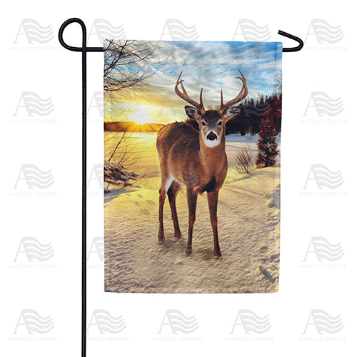 America Forever The Winter Buck Stops Here Garden Flag
