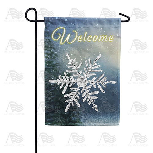 America Forever Silver Snowflake Garden Flag