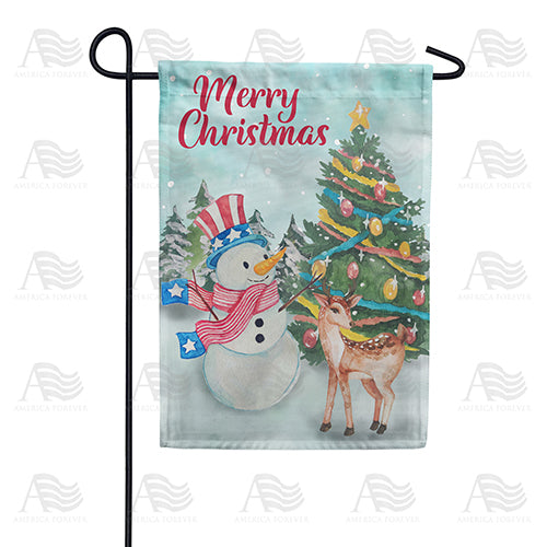 America Forever American Snowman Christmas Garden Flag