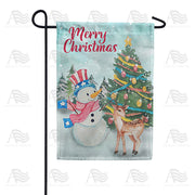 America Forever American Snowman Christmas Garden Flag