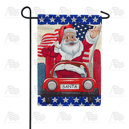 America Forever Santa's New Ride Garden Flag