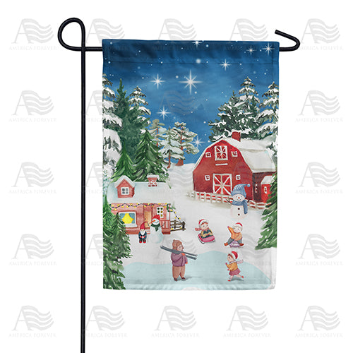 America Forever Wee Winter Village Garden Flag