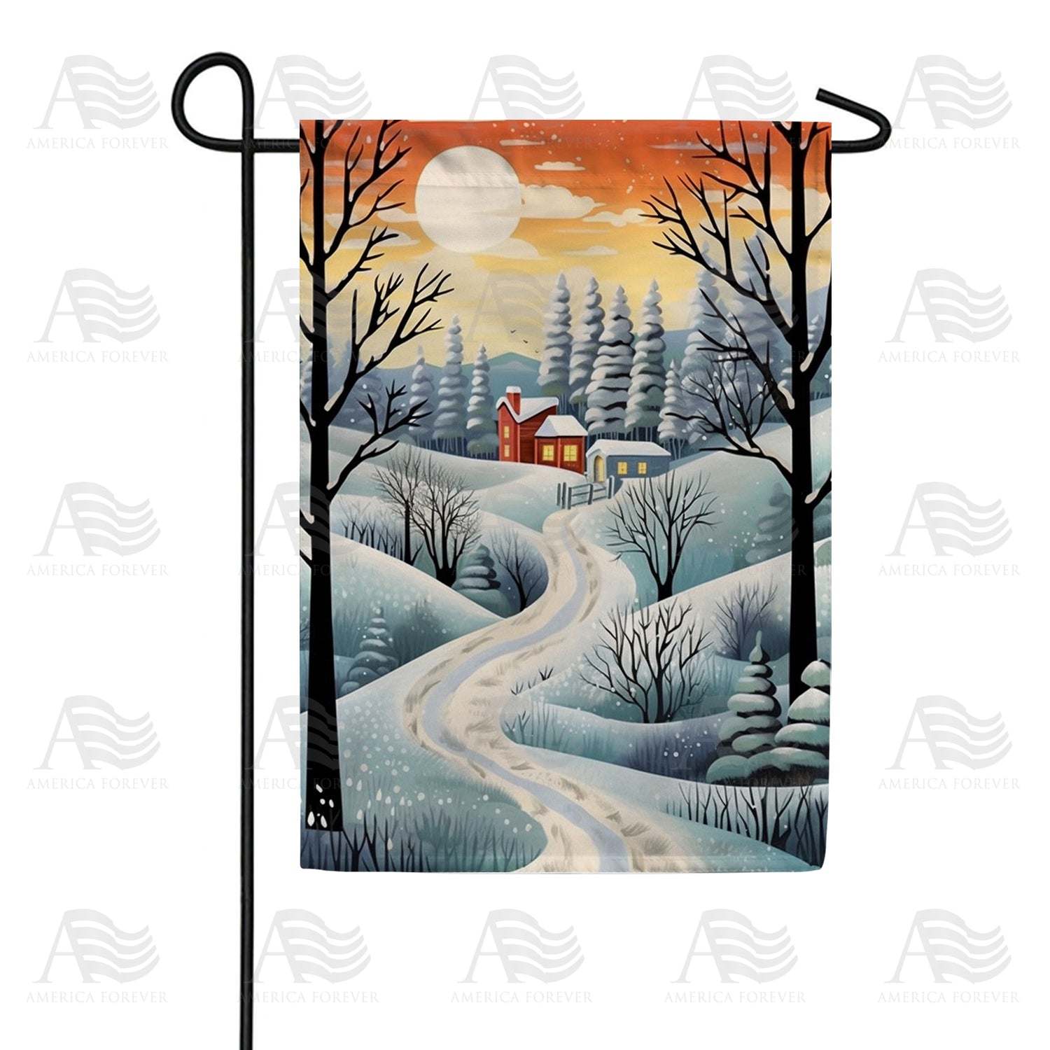 America Forever Winter Path To Home Garden Flag