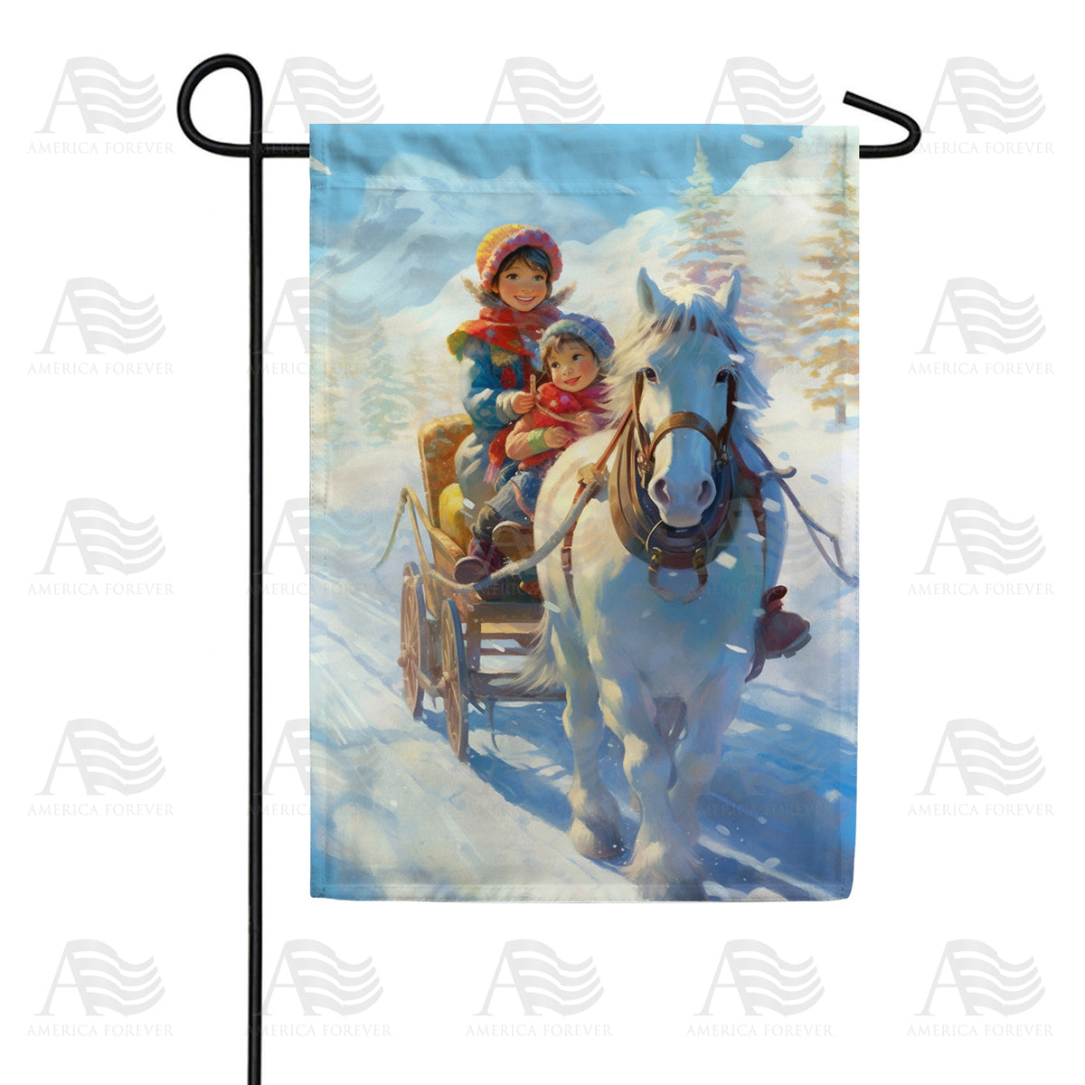 America Forever Dashing Thru The Snow! Garden Flag
