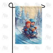 America Forever Toboggan For Two Garden Flag