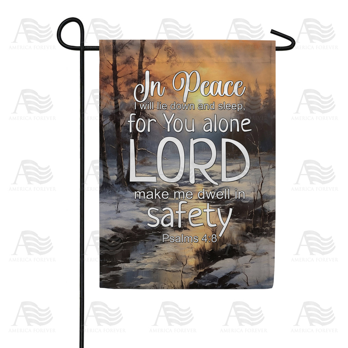 America Forever Psalms 4:8 Garden Flag