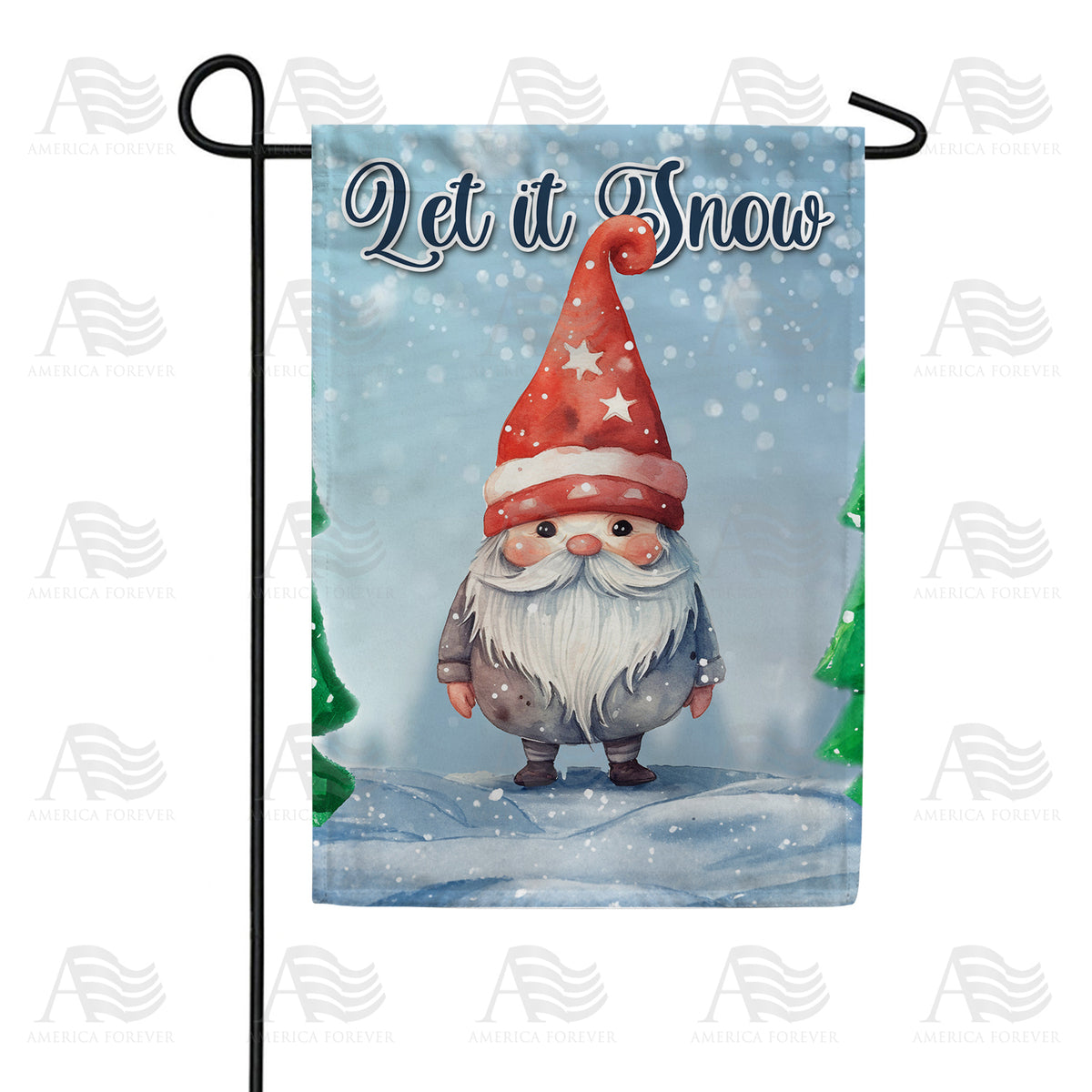 America Forever Gnome Snow Request Garden Flag