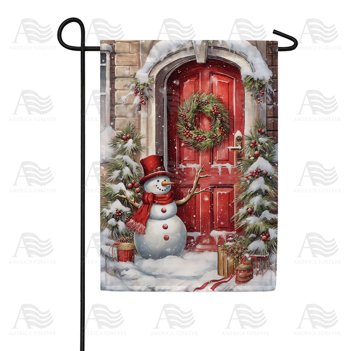 America Forever Knock Knock Winter Is Here Garden Flag