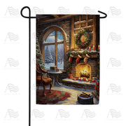 America Forever Winter Snow Lodge Garden Flag
