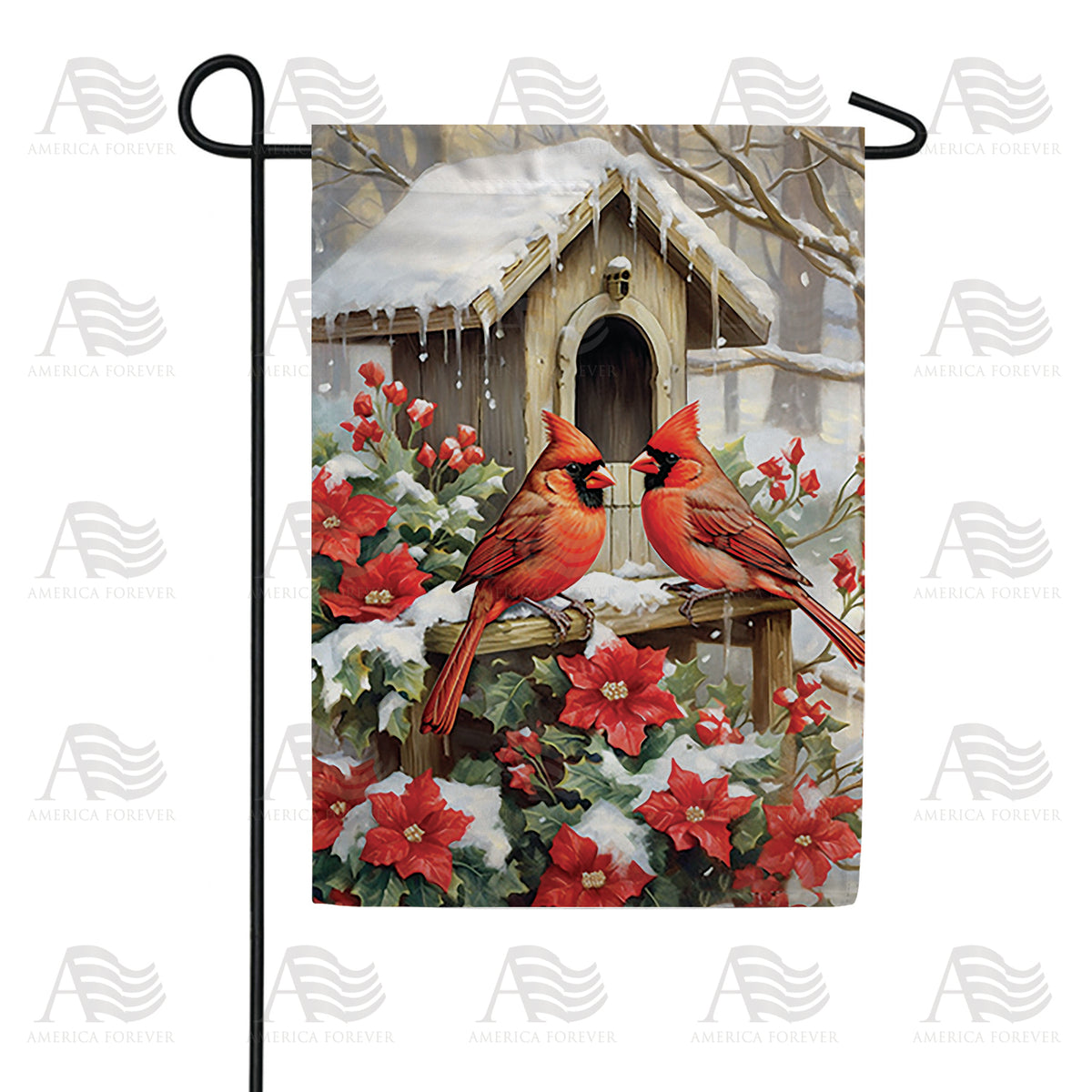 America Forever Cardinal Winter House Garden Flag
