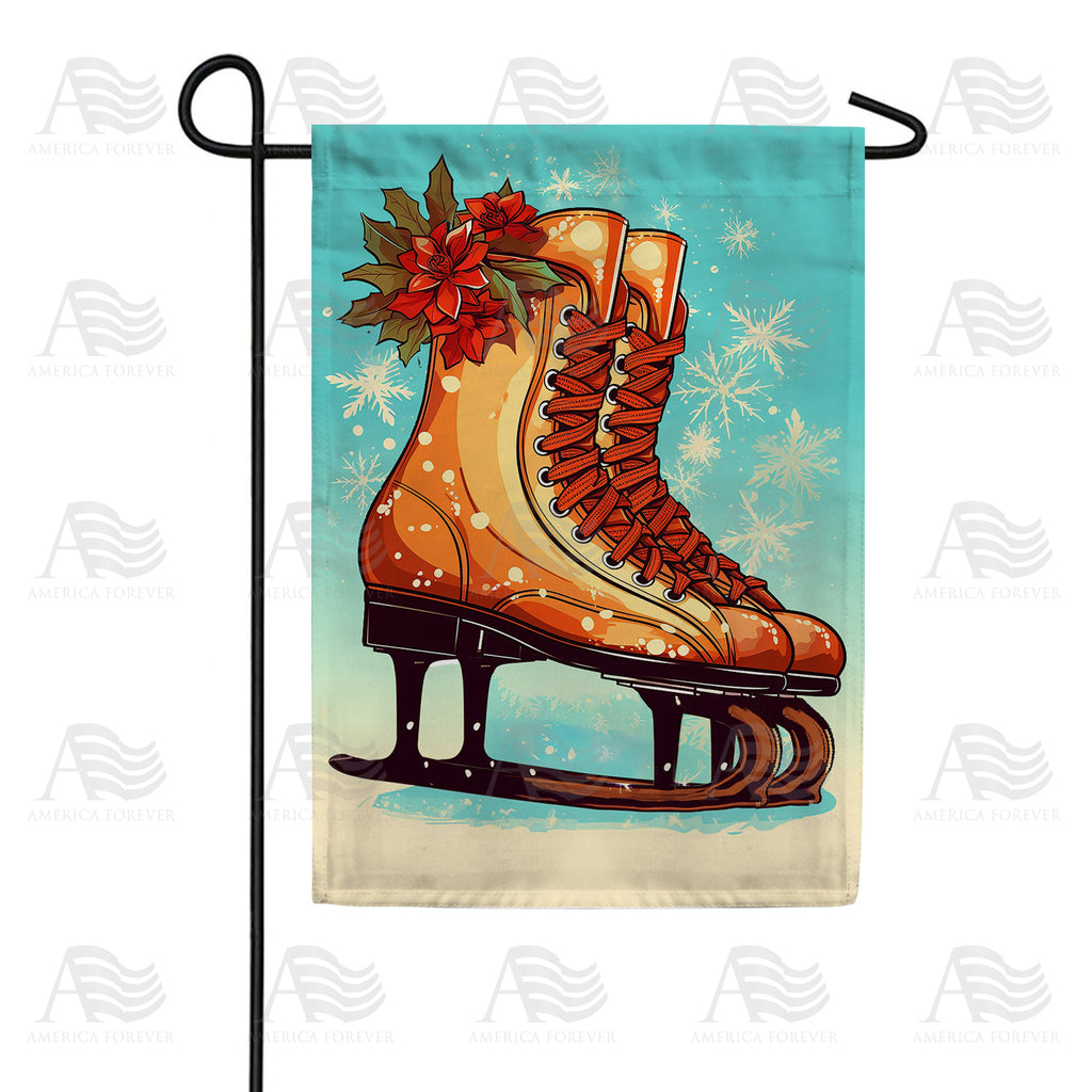 America Forever Winter Ice Skates Garden Flag