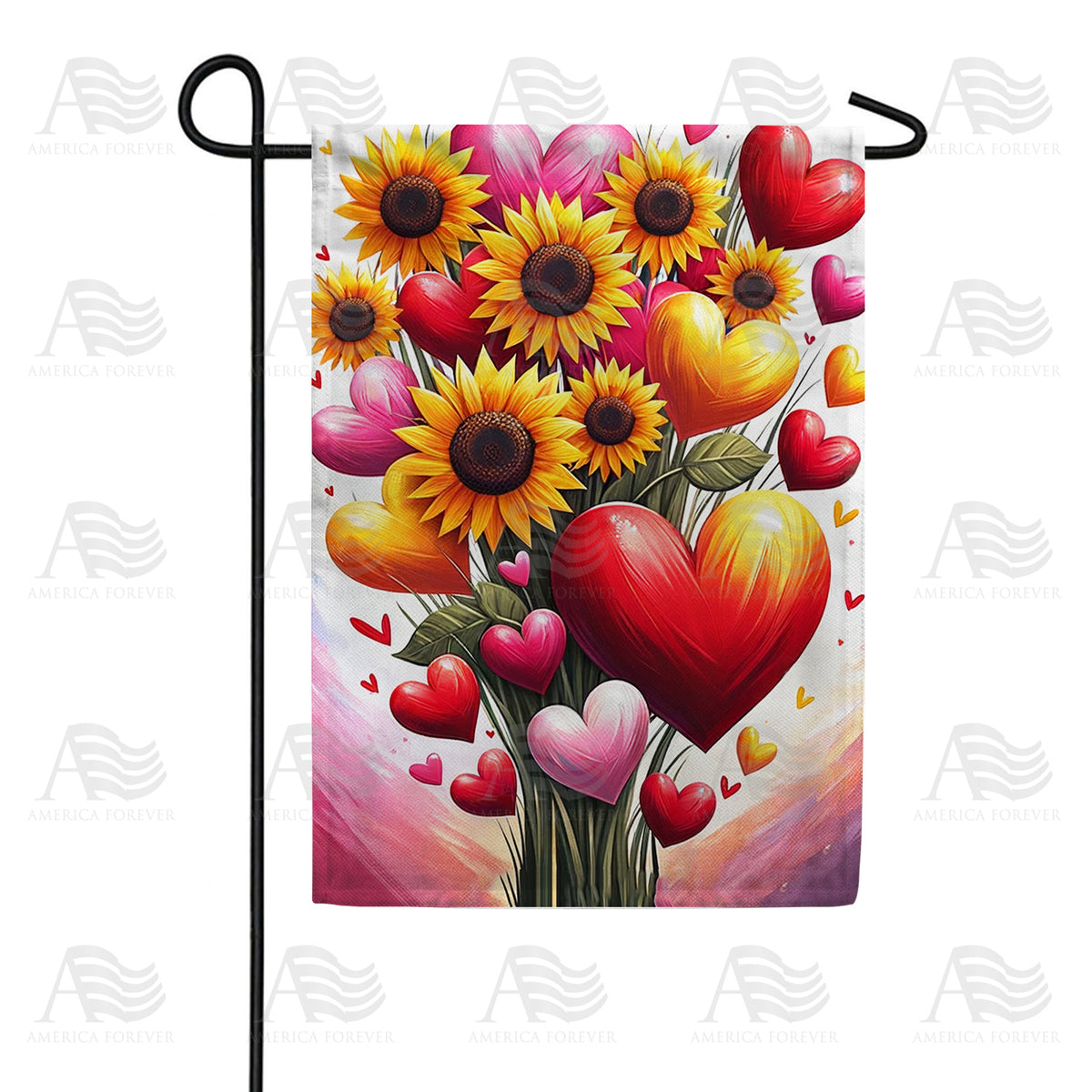 America Forever Sunflower Hearts Bouquet Garden Flag