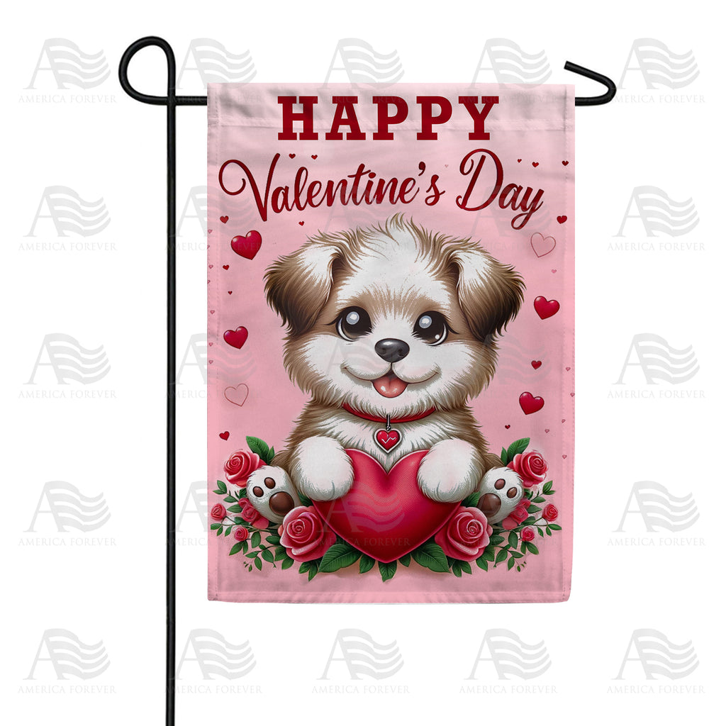 America Forever Puppy Love Valentine's Greeting Garden Flag