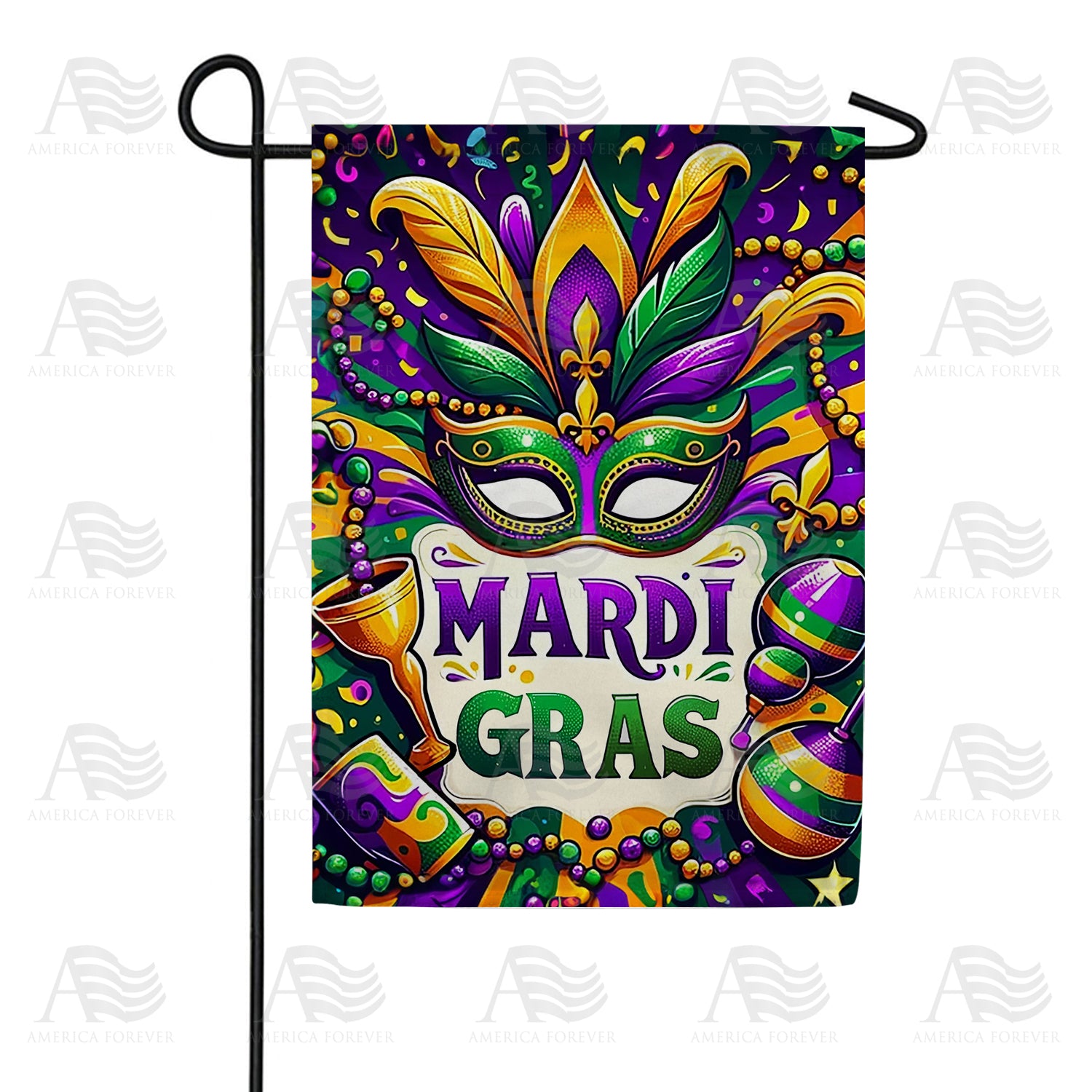 America Forever Mardi Gras Festivities Garden Flag