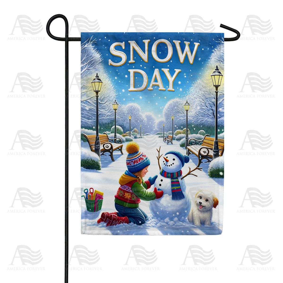 America Forever Winter Wonderland Snow Day Garden Flag