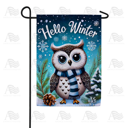 America Forever Hello Winter Owl Garden Flag