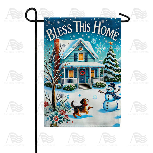America Forever Bless This Home Winter House Flag