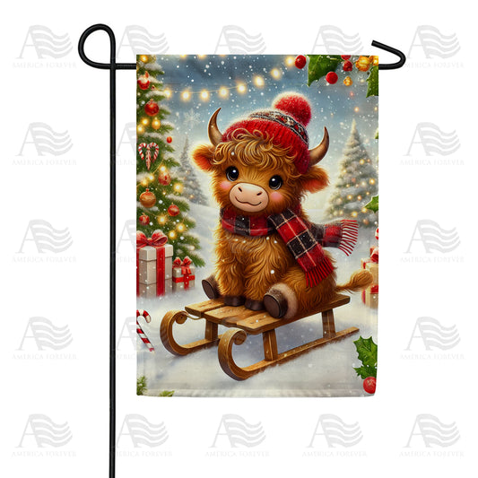 America Forever Christmas Highland Cow Garden Flag