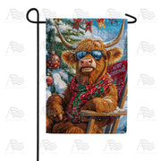 America Forever Highland Cow Christmas House Flag