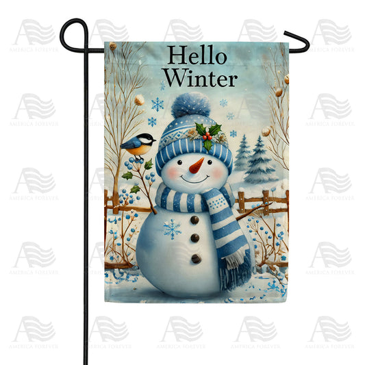 America Forever Hello Winter Snowman Garden Flag