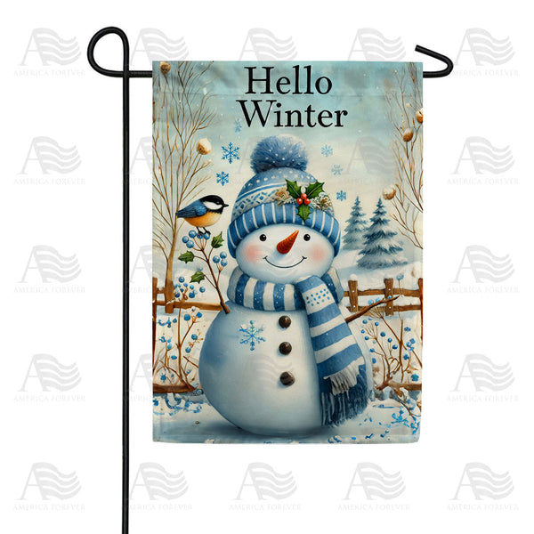 America Forever Hello Winter Snowman Garden Flag